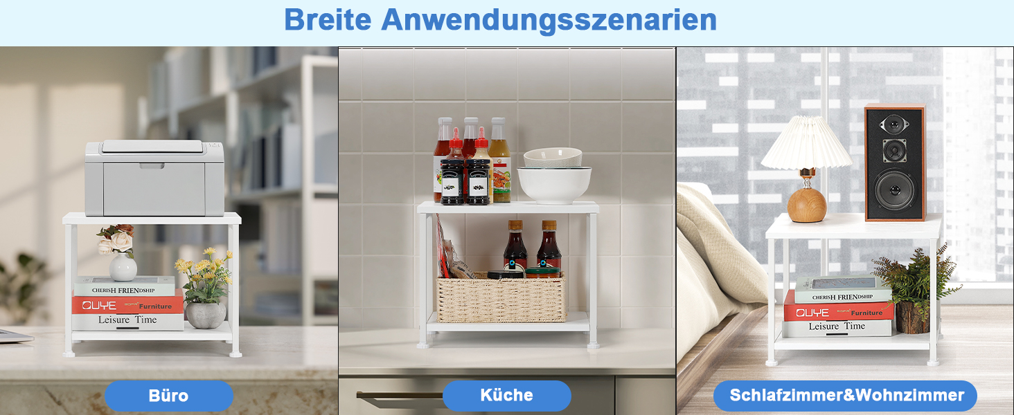 Підставка для принтера Smusei біла, 2-рівнева, з роликами, 42 x 30 x 35 см | Підставка для офісу та дому