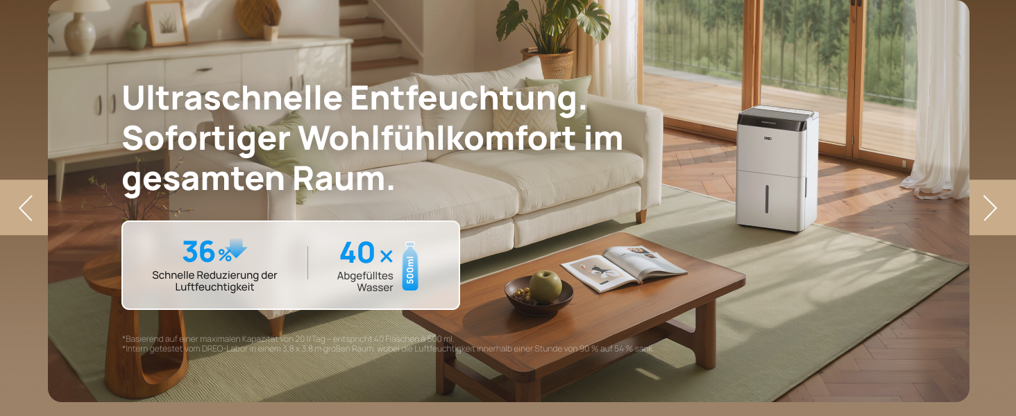 Dreo Розумний осушувач повітря - 20л, для приміщень до 37 м², з керуванням через додаток та Alexa, 3 режими, таймер, регулювання вологості, з відводом води, для спальні та ванної кімнати, білий/чорний