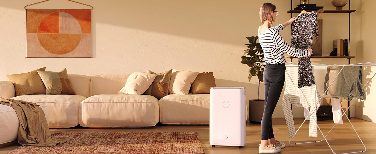 SUNTEC DryFix 20 – Електричний осушувач повітря для дому до 63 м² (20 л/день) 3-в-1: осушувач, очищувач повітря, сушарка для білизни