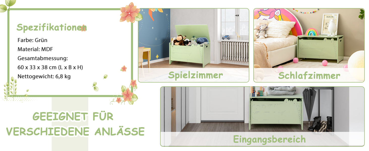 Дерев'яна іграшкова скриня COSTWAY 2-в-1: скриня та табурет, 60x33x37,5 см (білий)