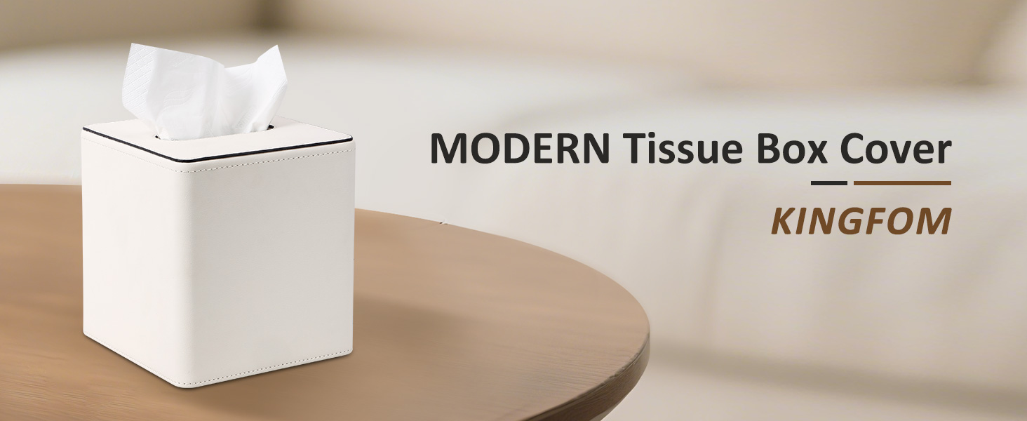 Склянка для серветок KINGFOM з PU шкіри, квадратна, для офісу/авто/дому (слонова кістка)