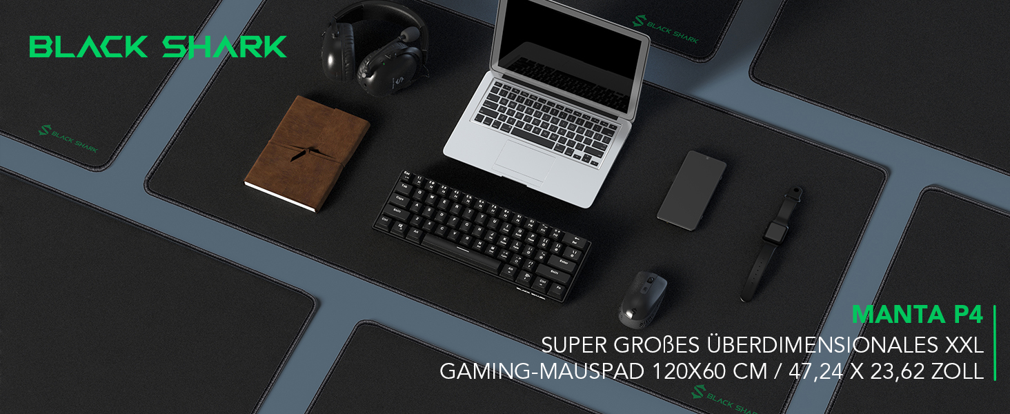 Ігрова мишка Pad Black Shark XXL 1200 x 600 мм - великий килимок для миші з водовідштовхувальним покриттям та антиковзною основою