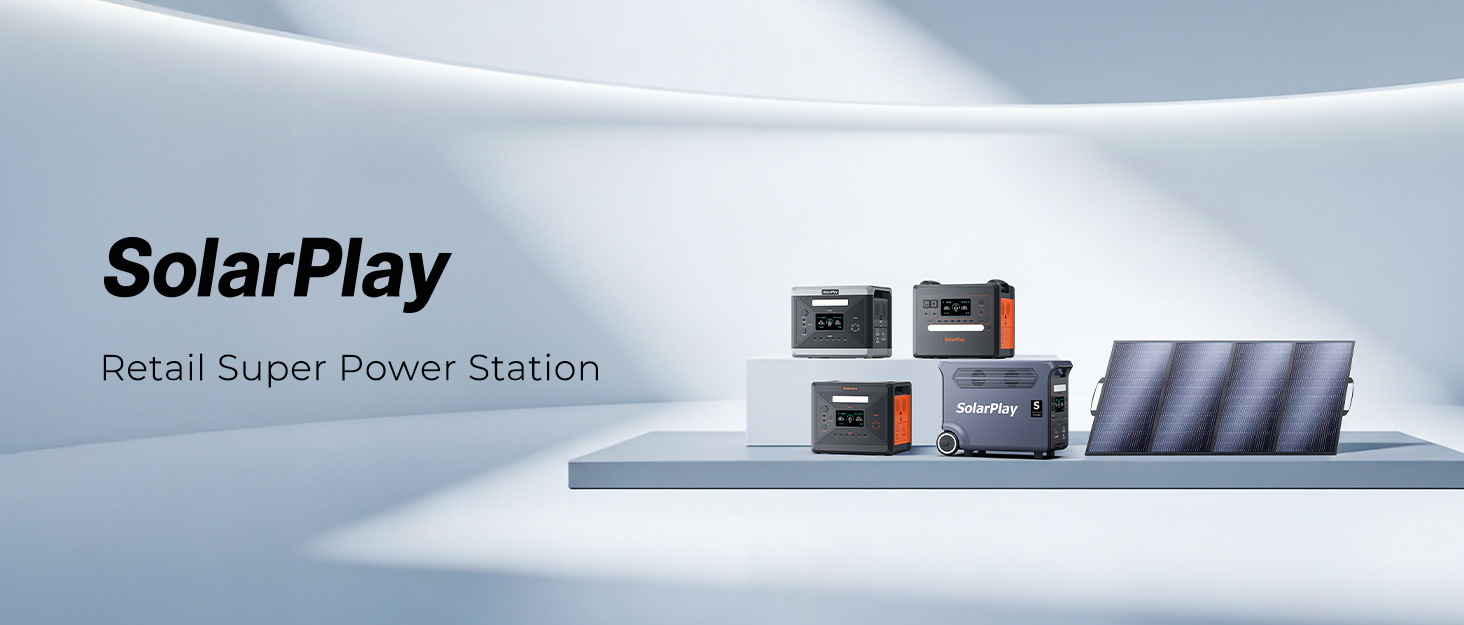 Портативна електростанція SolarPlay 2500W з сонячною панеллю 200W, LiFePO4 акумулятор 2304Wh, USB та AC порти, 12 виходів, для кемпінгу, RV, надзвичайних ситуацій