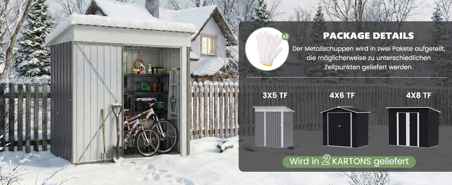 Металевий садовий будиночок UDPATIO 4 м³ (228x121x181 см) - для двору, інструментів, велосипедів. Оцинкована сталь, замок, світло-сірий