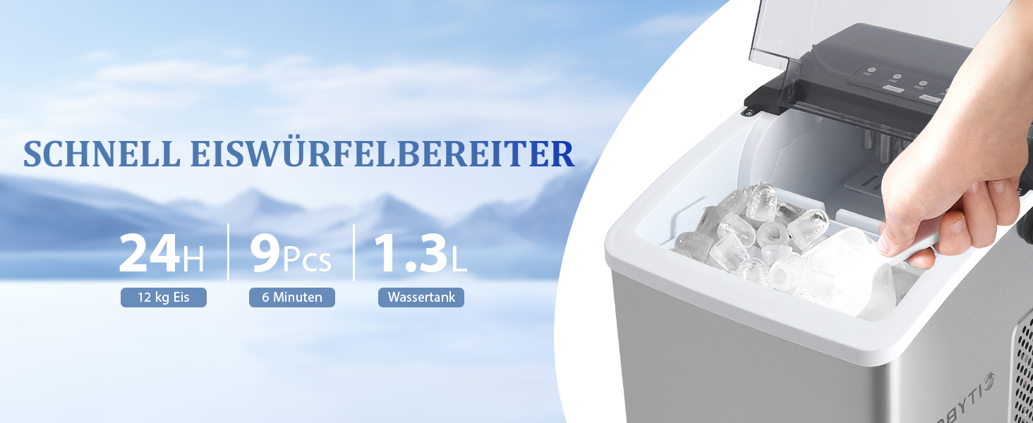 Льодогенератор Citybee з функцією самоочищення, 12 кг/24 год, компактний льодогенератор для кухні, офісу та вечірок, нержавіюча сталь