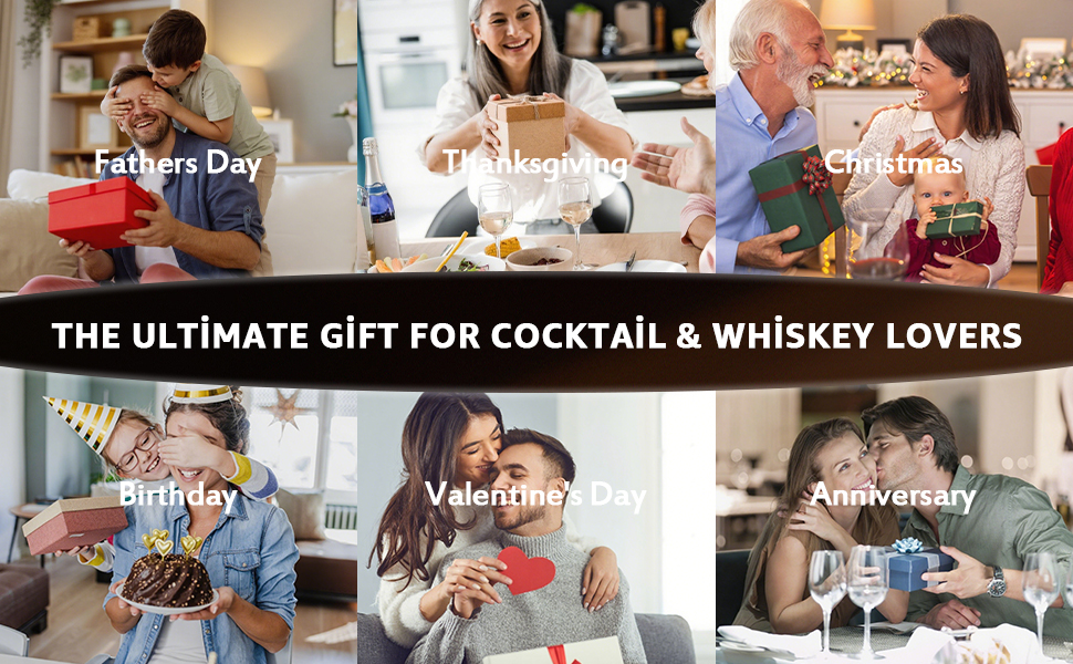 Електричний набір для копчення віскі з LED-підсвічуванням, 6 ароматів деревини, без бутану, перезаряджається, вінтажний, барний аксесуар, подарунок для чоловіків, батька, чоловіка