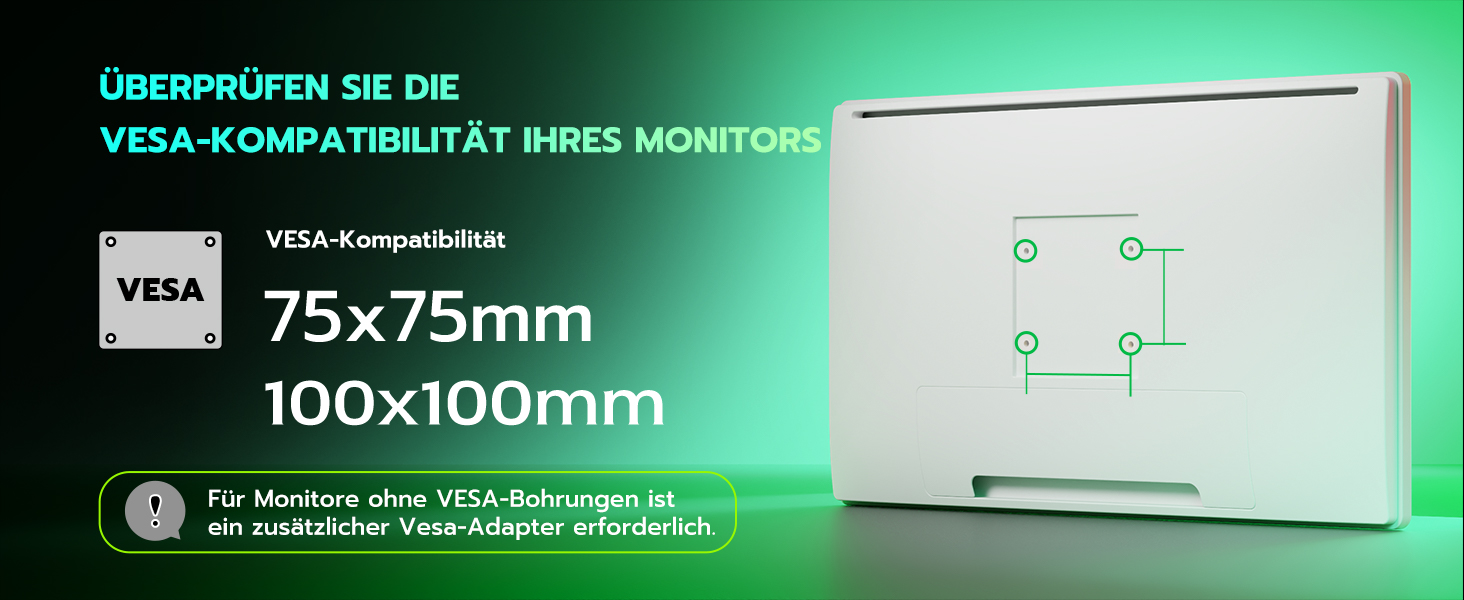 Кріплення для монітора ARES WING з USB A/C, кріплення для монітора 17-49 дюймів, підставка для монітора з газовою пружиною, VESA 75/100 мм, білий