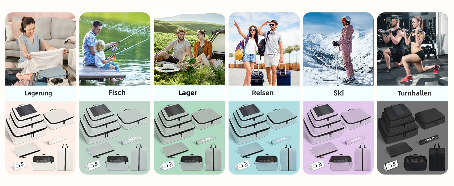 Набір органайзерів для одягу в дорогу Packing Cubes для валізи, 10 шт, блакитно-зелений