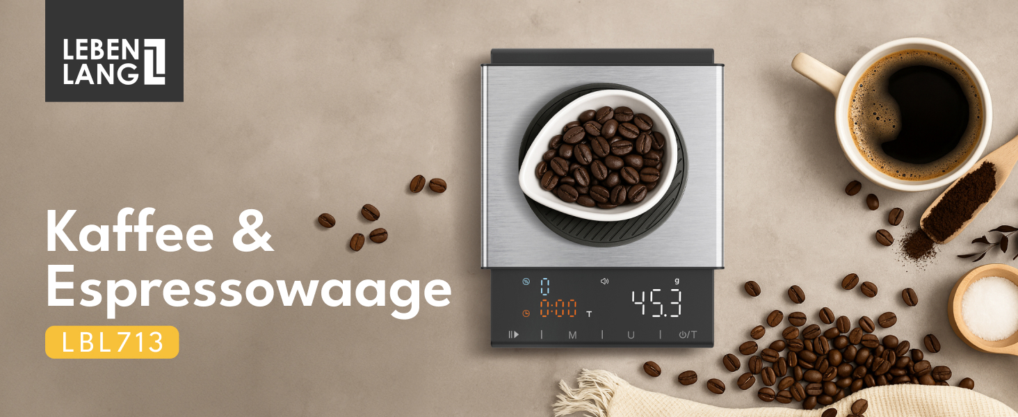 Ваги для кави LEBENLANG з таймером: точність 0.1г, для еспресо, бариста, кухні