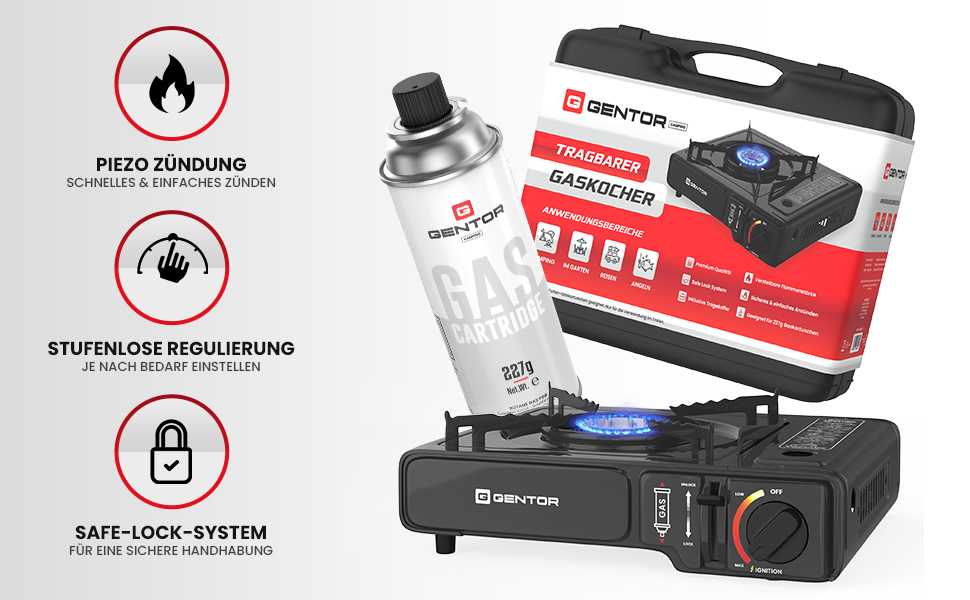 Газовий набір для кемпінгу: плита, 4 балончики 227г та кейс. Плита для кемпінгу, приготування їжі без електрики. Газова плита, газова картридж, кейс для транспортування