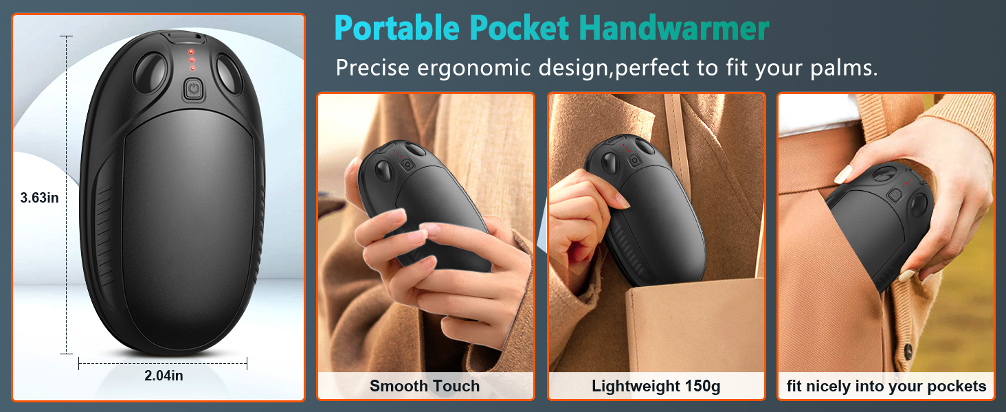 Електричні грілки для рук, набір 2 шт. - перезаряджувані, портативні, 4 режими нагріву. Ідеальний подарунок для спорту, гольфу, кемпінгу