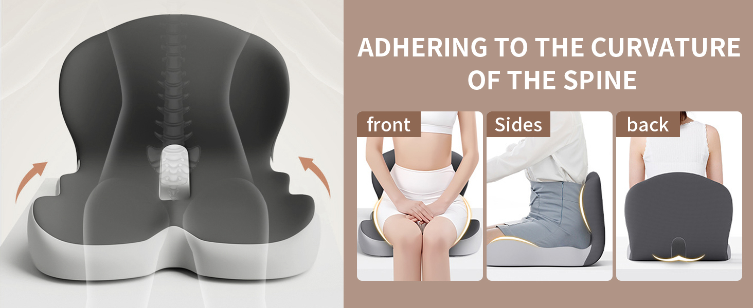 Ортопедична подушка для сидіння зі спинкою: підтримка боків та комфорт. Підходить для офісного крісла та авто. Ергономічна, для офісу та автомобіля, для полегшення болю в куприку.