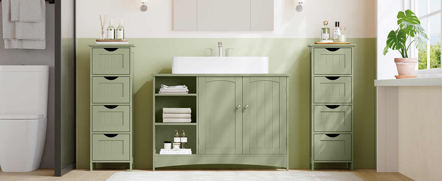 Шафка для ванної кімнати VASAGLE з 4 висувними ящиками, 30 x 30 x 82 см, білий колір, для ванної, вітальні, кухні, їдальні