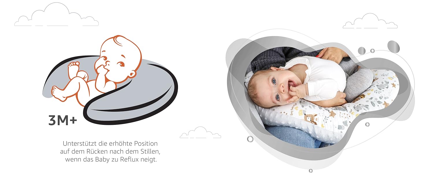 Подушка для годування Totsy Baby Stillkissen Mond Minky 130 см Оленя Сіра (Oeko-Tex) - підтримка для годування груддю