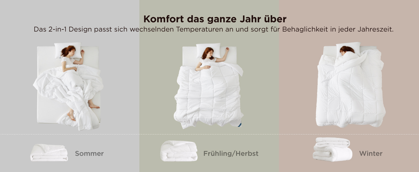 BEDSURE Комплект ковдр 135x200: зимова (450gsm), літня (150gsm) та всесезонна (300gsm) ковдра. Білий колір, 2 шт.