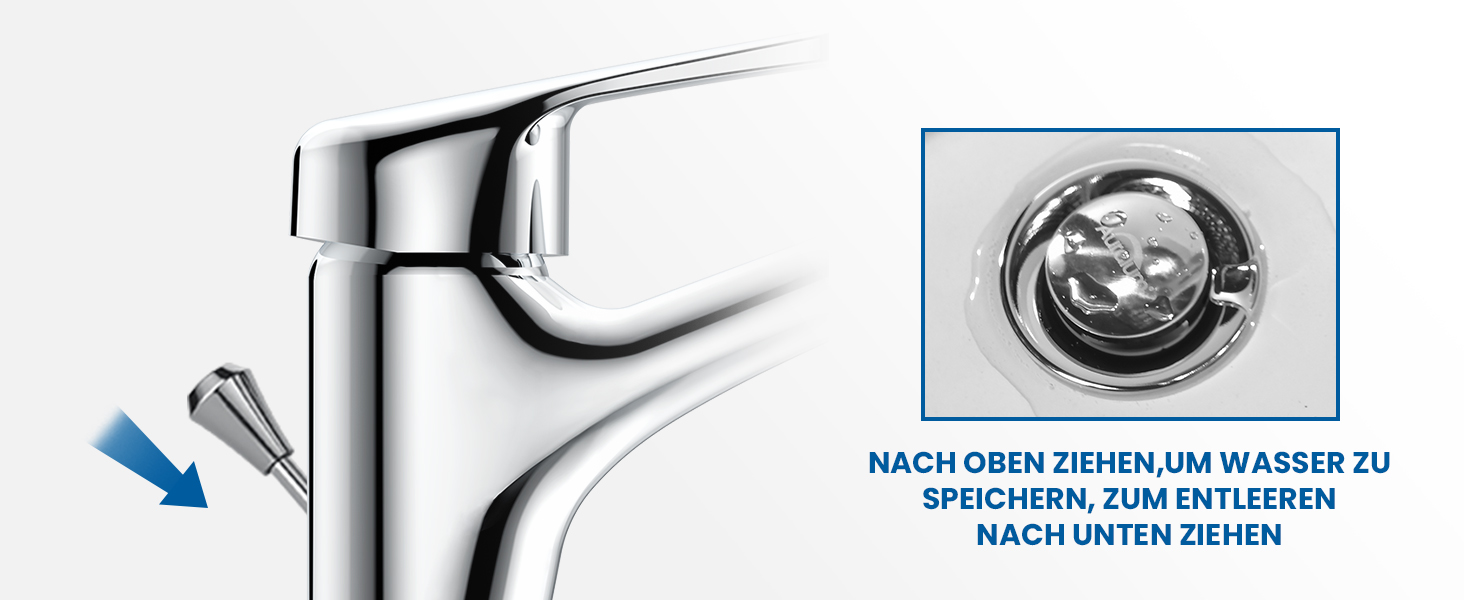 Змішувач для ванної кімнати Auralum з витяжною штангою, однорідний змішувач для раковини з комплектом зливу, хром. Змішувач для раковини, змішувач для ванної кімнати, одноручний змішувач, змішувач для раковини для ванної кімнати