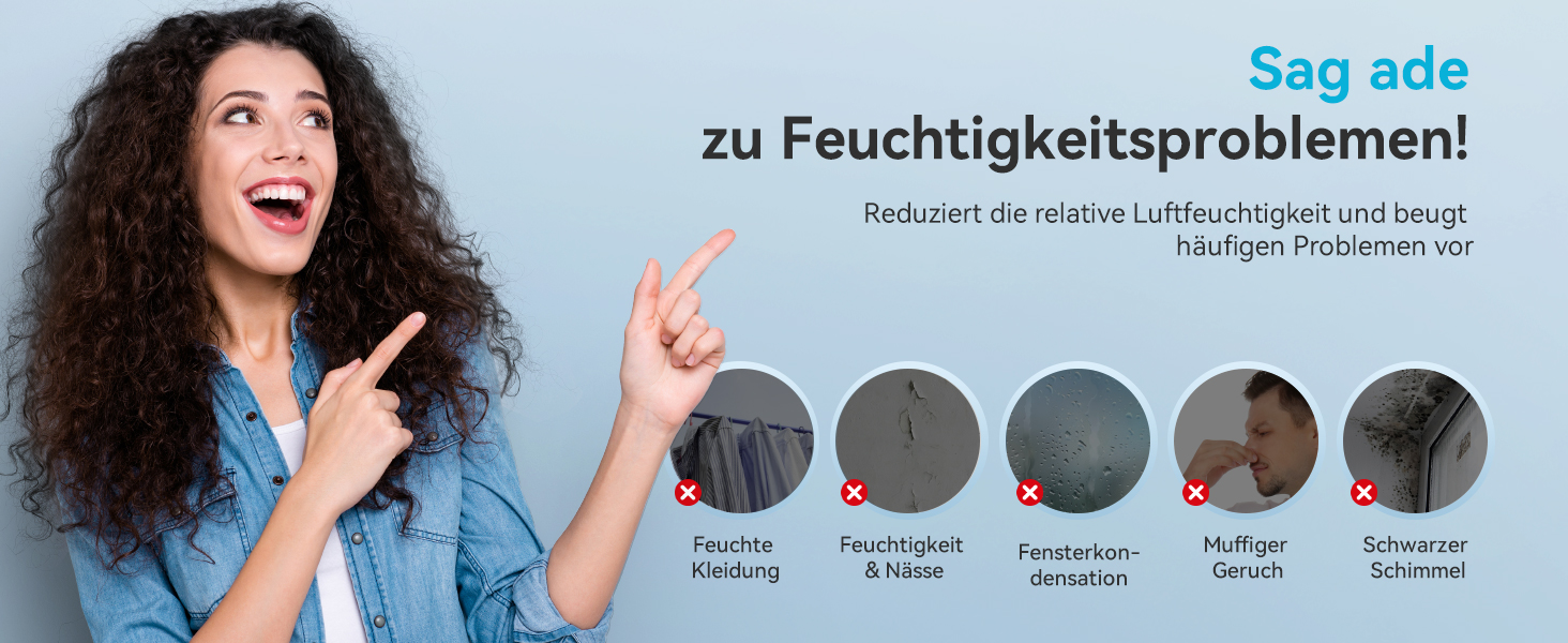 EUHOMY Електричний осушувач повітря для підвалу з відведенням води, тихий та економічний, з автоматичним розморожуванням, таймером, для квартири до 50 м² (12 л/день)