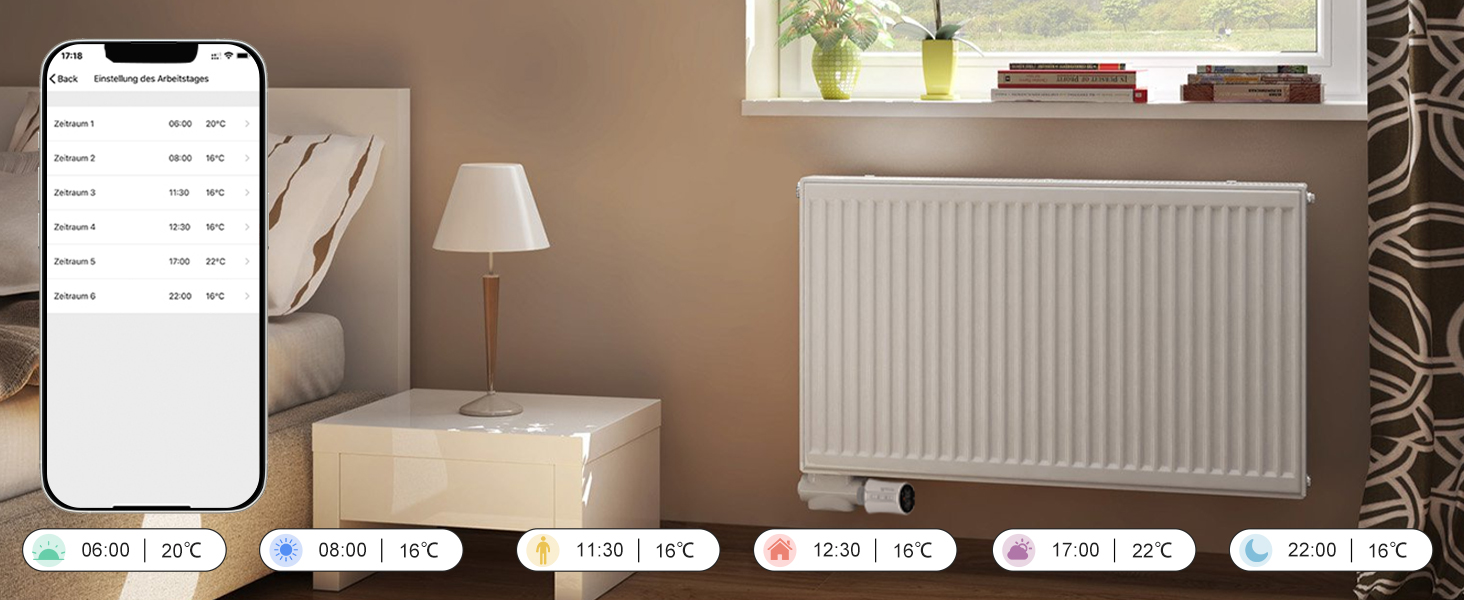 Розумний термостат для радіатора Salcar WiFi, сумісний з Alexa та Google Home, програмований, Tuya Smart, без шлюзу