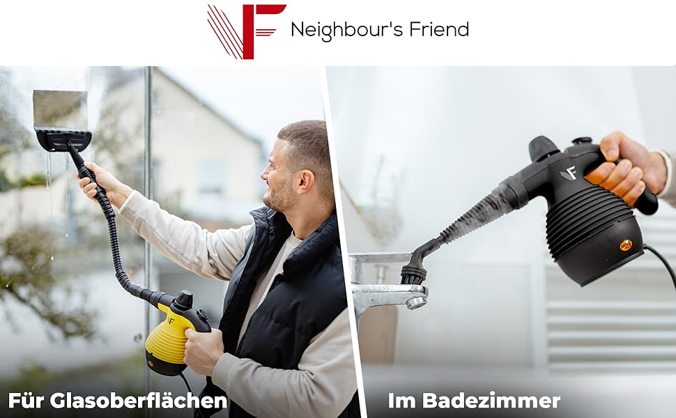 Пароочисник ручний Neighbor's Friend® Нова модель – Потужний ручний пароочисник, 3,5 Bar, кабель 4м, бак 350мл. Для авто, майстерні, дому та миття вікон. Пароочисник – Чорний