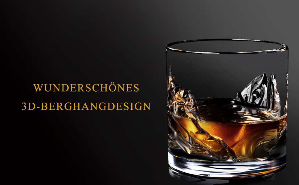 Набір склянок для віскі LIITON American Peaks Kristall 4 шт., 300 мл, для охолодження коктейлів, подарунок для чоловіків