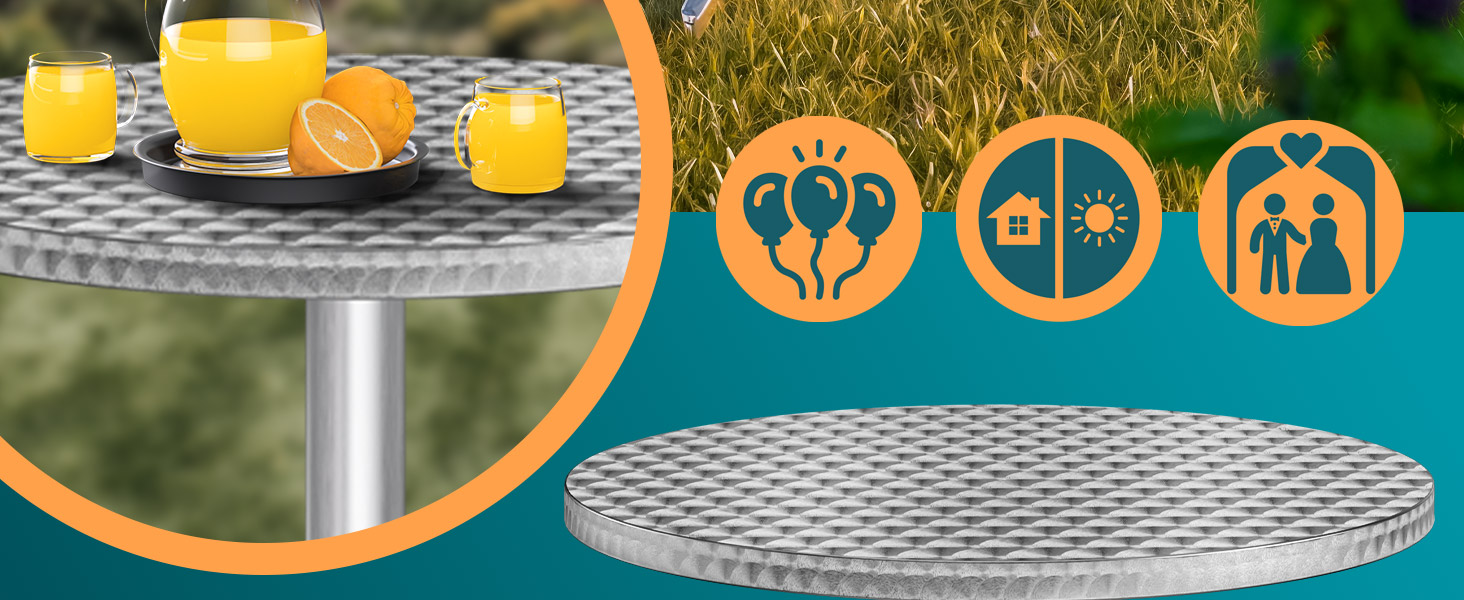 Столик Casaria® 2in1: регульована висота, складний, Ø 60 см, алюміній, для вулиці та дому