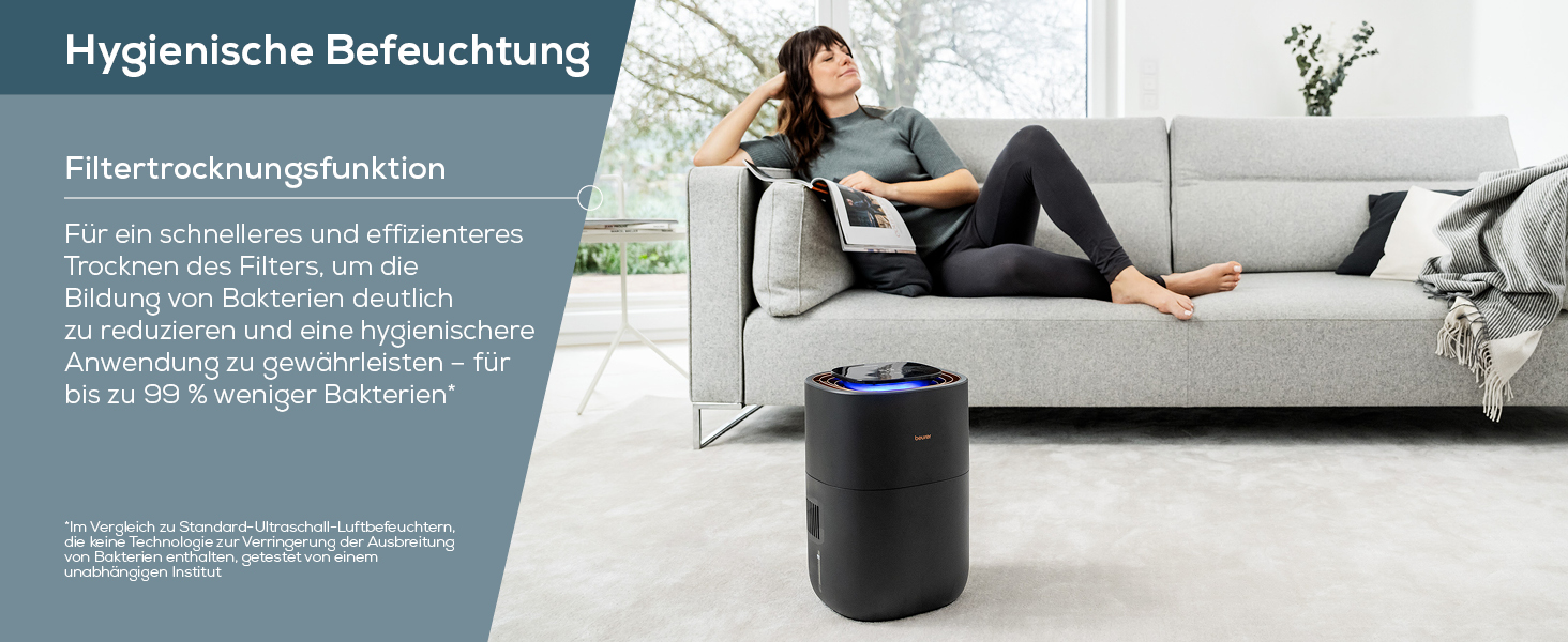 Зволожувач повітря Beurer LB 300 Plus: Тест-переможець Stiftung Warentest, холодне випаровування, індикатор вологості, фільтр-сушка, до 45 м²