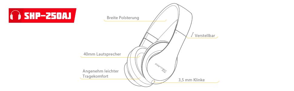 Накладні HiFi навушники FANTEC 1813 SHP-3, функція гучного зв'язку, знімний кабель, роз'єм 3,5 мм