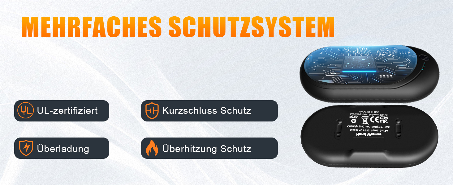 Електричний нагрівач для рук, перезарядна пара, 6000mAh, USB-кабель, 3 режими нагріву, 20 годин тепла, для активного відпочинку взимку, чорний