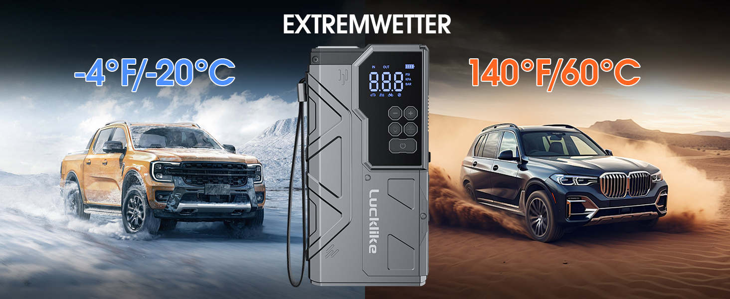 Powerbank з компресором Lucklike 150PSI, 5000A для авто, мото, газонокосарки (10.0л/8.0л Diesel)