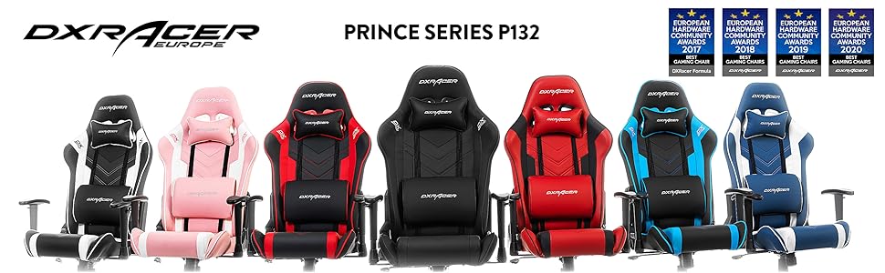 Оригінальне ігрове крісло DXRacer PRINCE L Black з ПВХ шкіри