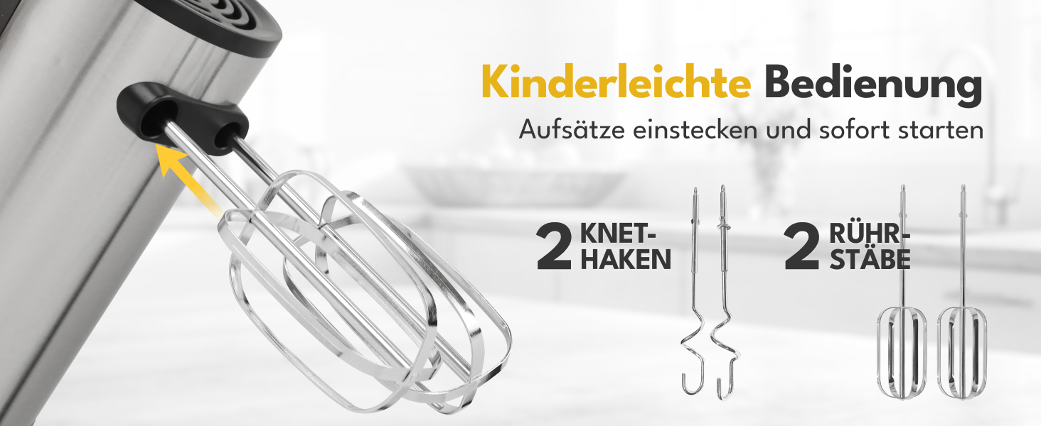 Електричний міксер LEBENLANG 400W з 5 швидкостями та турборежимом, підставка | Кухонний міксер