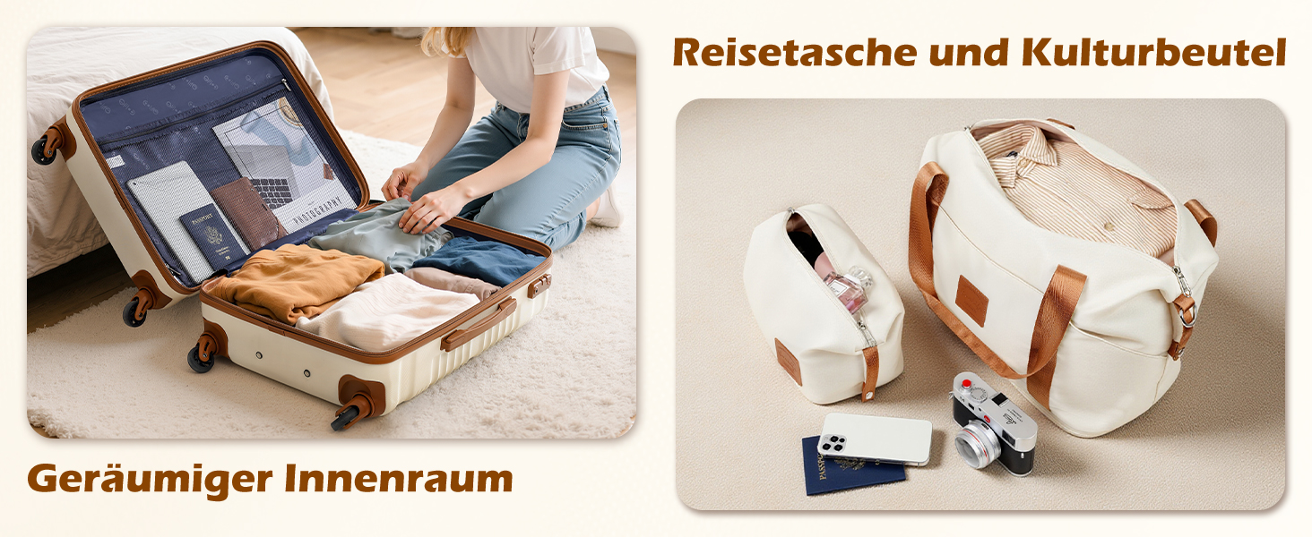 Набір валіз COOLIFE 3 шт: великий дорожній набір 71 см + сумка та косметичка | ABS, 360° колеса, TSA-замок | Ідеально для подорожей, круїзів, навчання за кордоном, сімейного відпочинку | Жовто-чорний колір