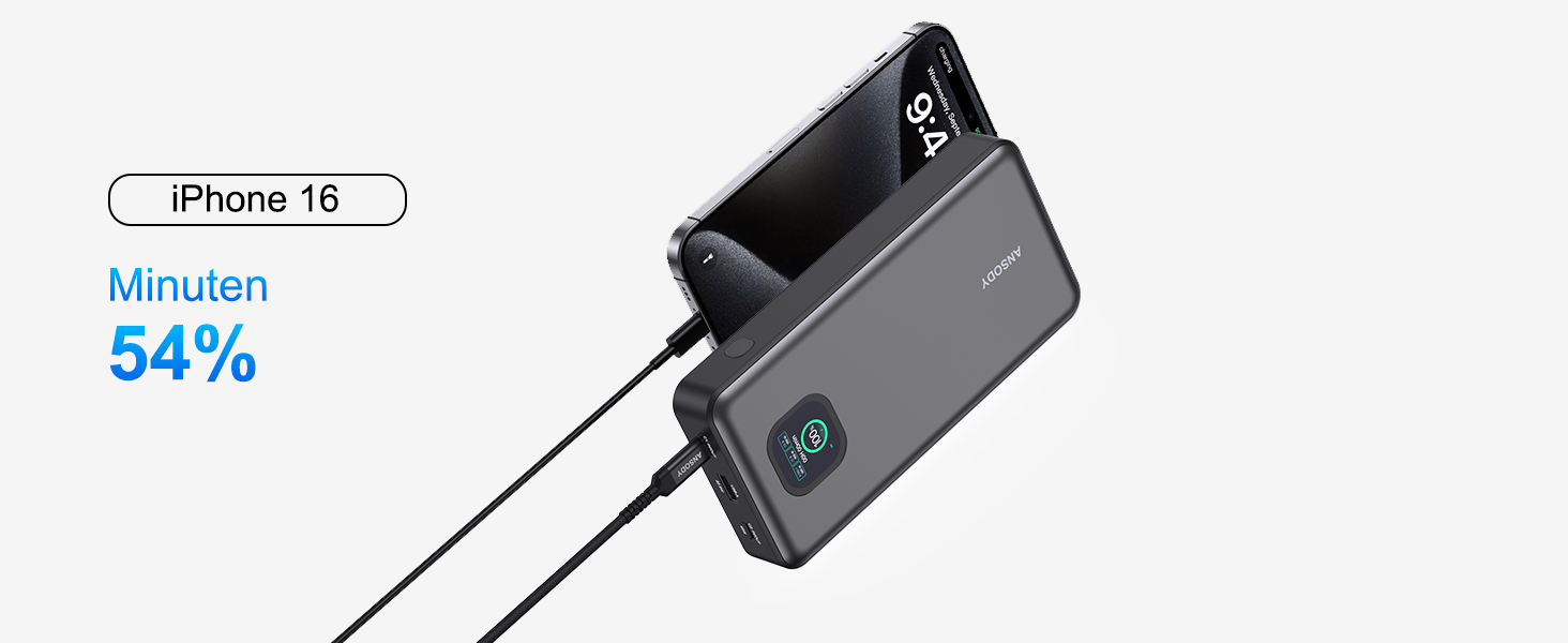 Power Bank 140W, 25000mAh з дисплеєм для ноутбука, MacBook, iPad, iPhone, Switch. Швидка зарядка PD3.1 (Сірий)