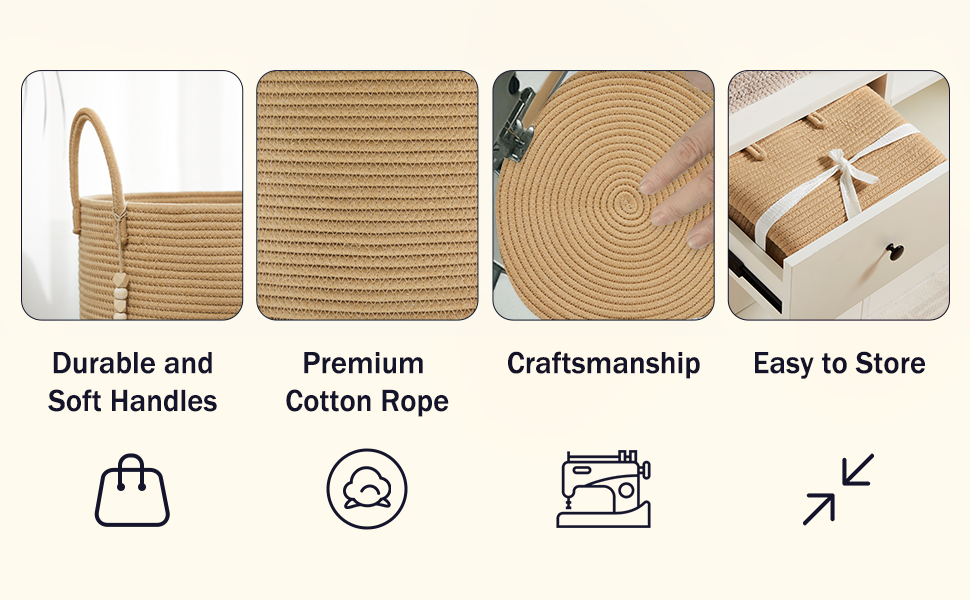 Кошик для білизни YOUDENOVA плетені, ручної роботи з бавовни (колір коричневий, 58L)