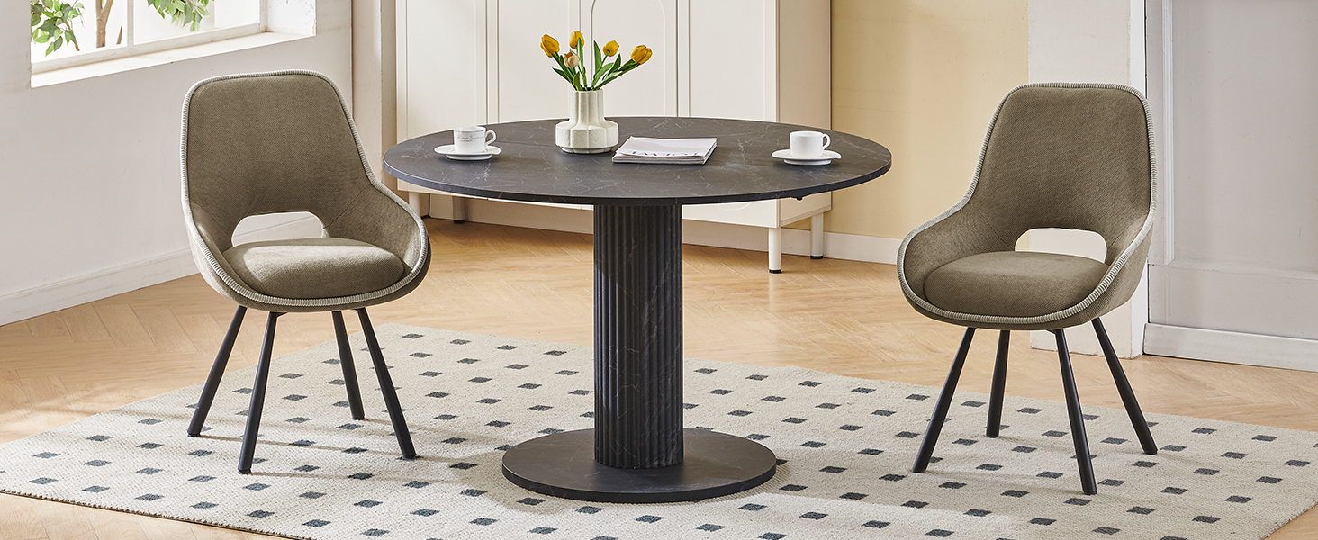 Набір з 6 обертових кухонних стільців, чорного кольору, з низькими підлокітниками, 180° оберт, автоматичне вирівнювання