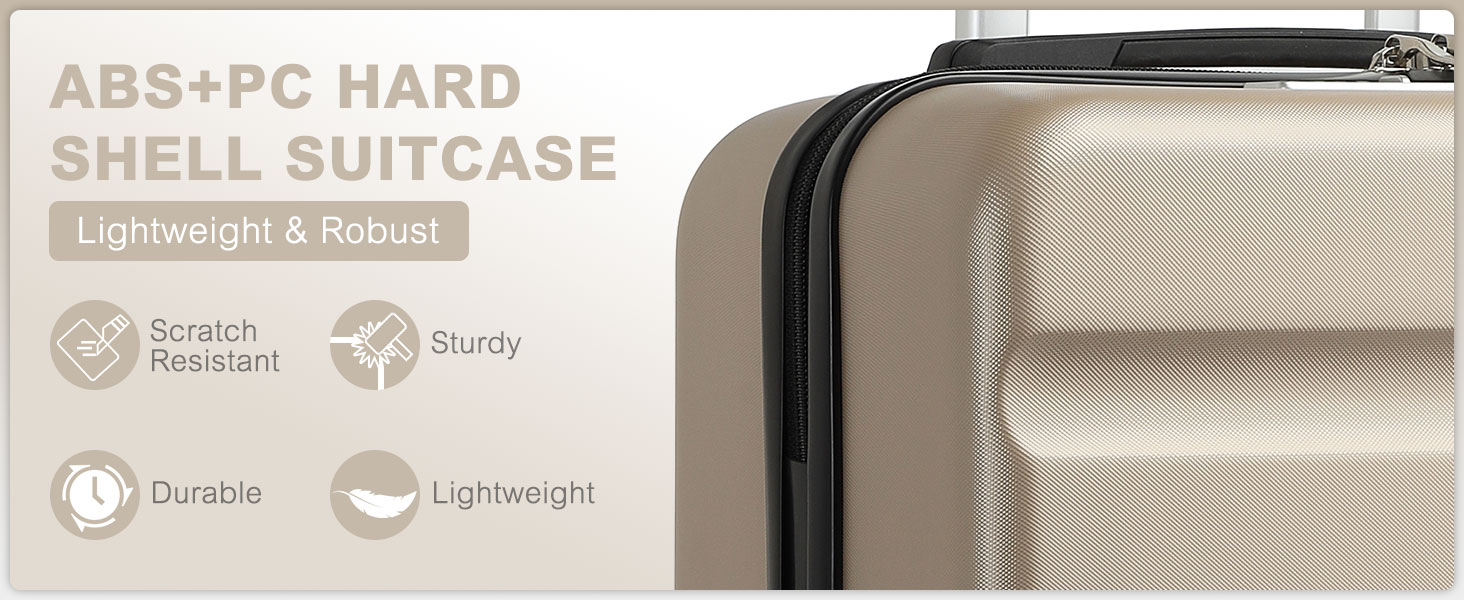 Набір валіз KONO 3 шт. (M-L-XL) з ABS+PC, розширювані, з TSA-замком та 4 колесами, золотий