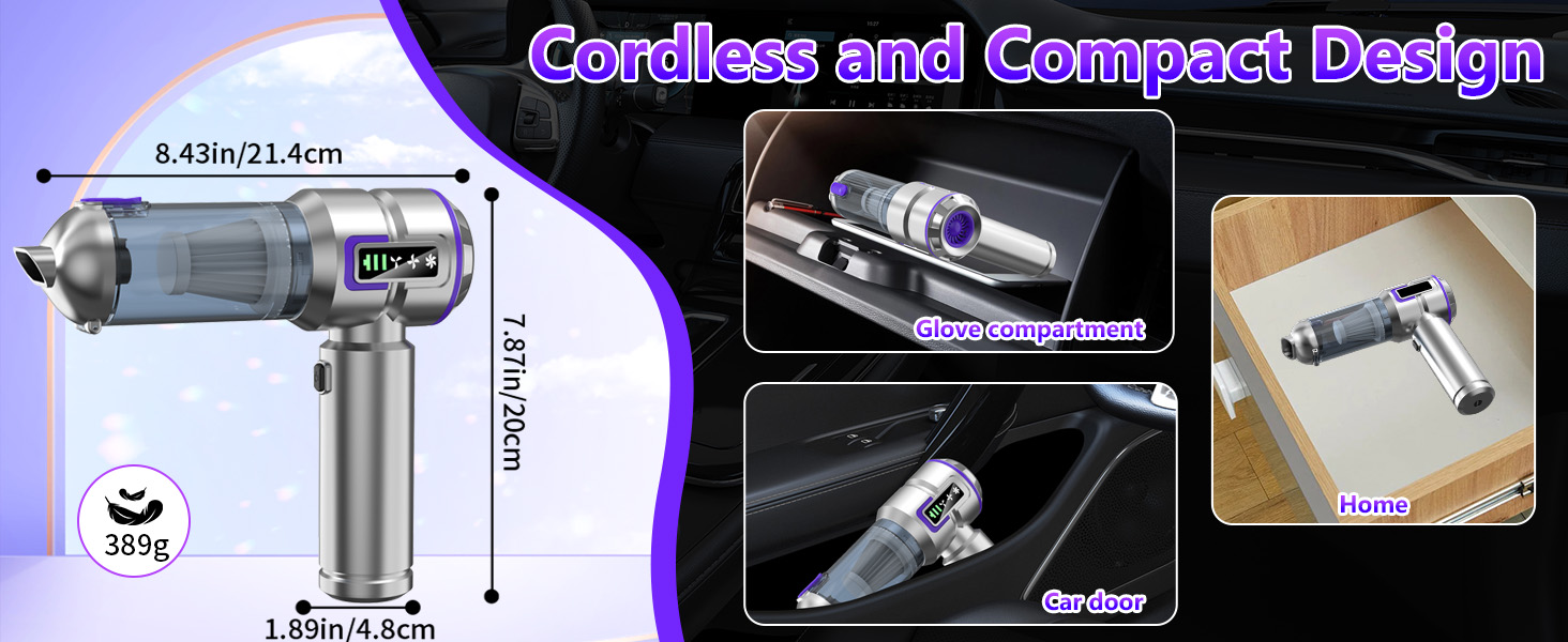 Акумуляторний ручний пилосос для авто та дому 16000Па, портативний міні-пилосос 4-в-1 для диванів, клавіатур, кухні та шерсті тварин