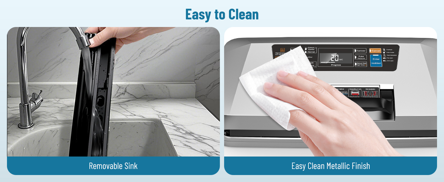 Професійний вакууматор для продуктів 12-в-1, 95кПа, з функцією безперервного вакуумування та подвійним швом, сріблястий (комплект: 1 рулон та 10 пакетів)