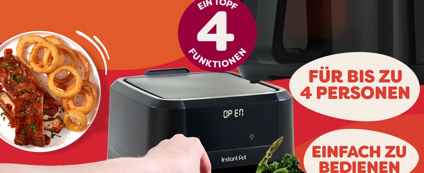 Фритюрниця повітряна Instant Pot Vortex Compact Trüffel Grau 5 л з сіткою, сімейна, 4-в-1 (смаження, сушка, випічка, підігрів), антипригарне покриття, легко миється, придатна для миття в посудомийній машині, колір: сірий