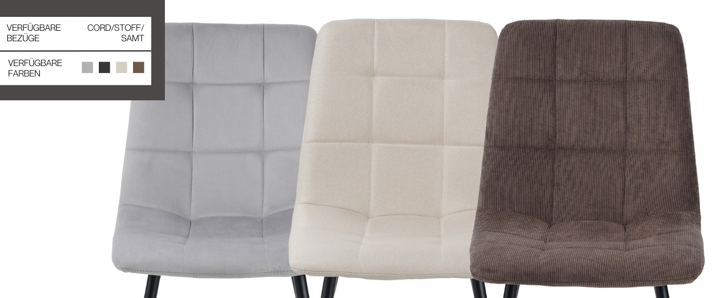 Стілець для їдальні ALBATROS Bora з оббивкою з корду, комплект з 4 шт, антрацит, вінтажний дизайн, витримує до 110 кг, м'який стілець для кухні, стілець до обіднього столу, оббивка з корду антрацитового кольору