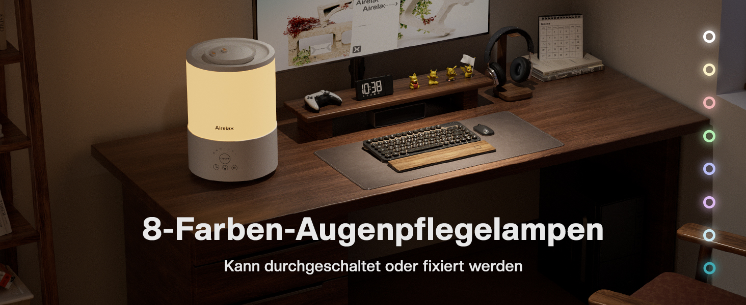 Зволожувач повітря Airelax 2.5л, Ультразвуковий, Зволожувач для спальні з подвійним розпиленням 360°, Тихий (23дБ), Аромадифузор з режимом сну, Автовимкнення