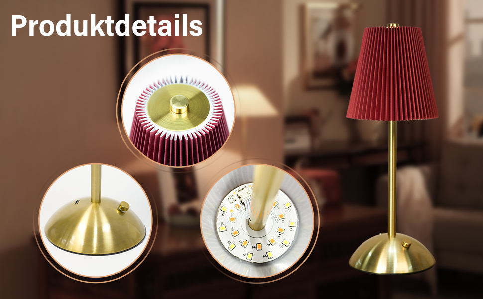 LED настільна лампа з акумулятором, 3 режими, регулювання яскравості, сенсорне керування, 2 шт. (Червоний B)