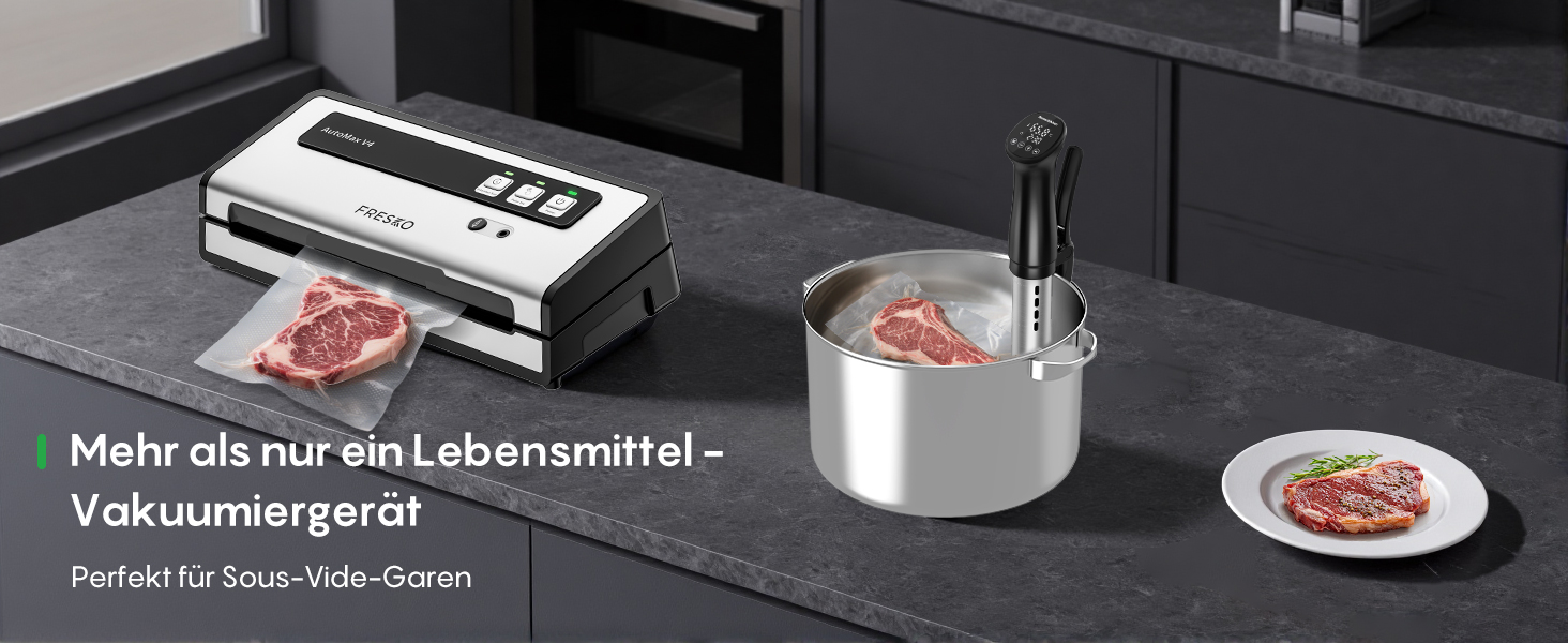 Вакууматор FRESKO Automax V2, автоматичний вакуумний пакувальник 140W з подвійним термозапечатуванням, режимами «Сухий/Вологий» та набором для консервації (чорний)