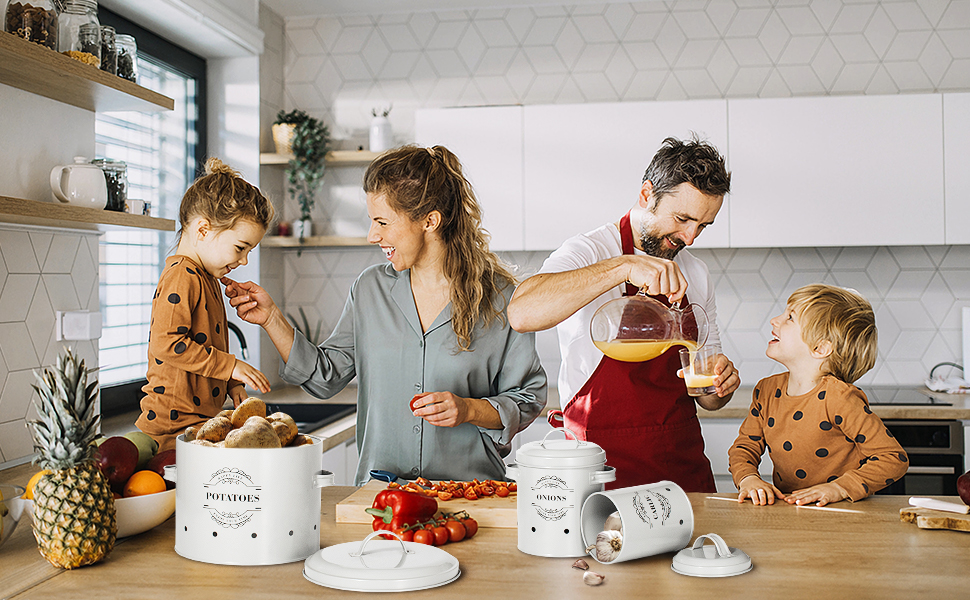 Набір контейнерів для зберігання картоплі, цибулі та часнику з вентиляцією, набір з 3 шт.