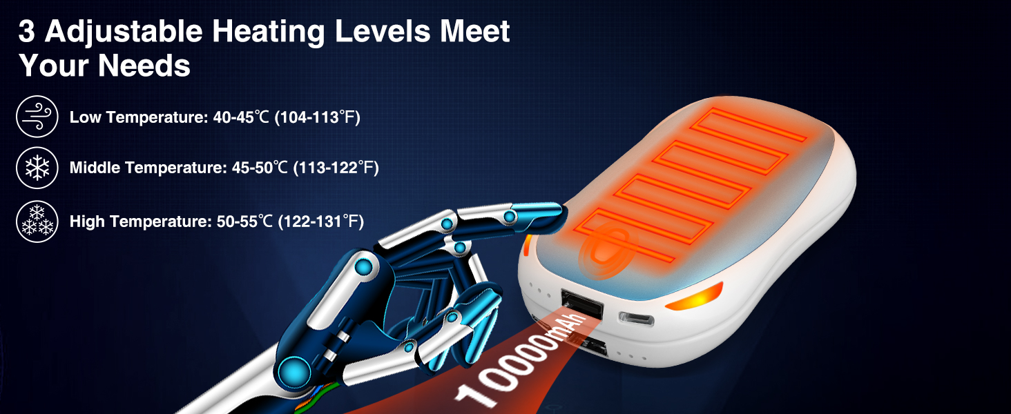 Електричний грієчка для рук 5000mAh, 2 шт. - багаторазовий кишеньковий грієчка для активного відпочинку, зимовий подарунок для дітей, жінок та чоловіків (блакитний)