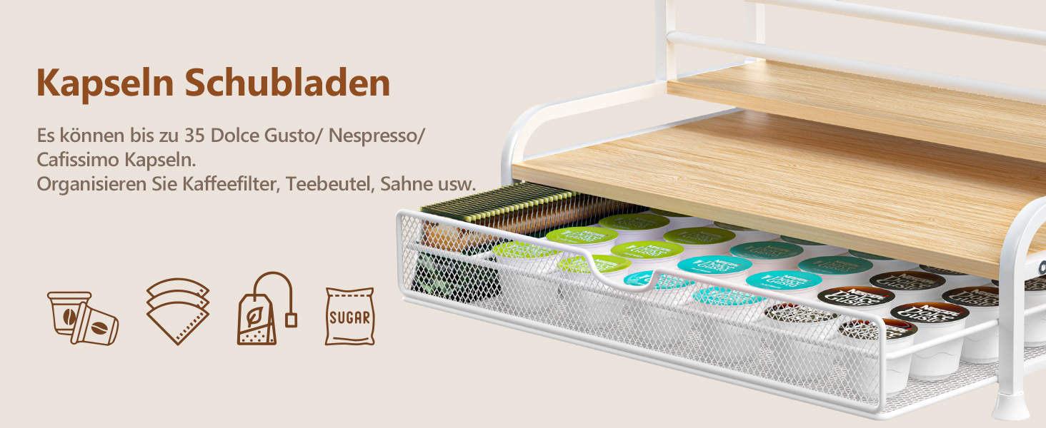 Трирівневий органайзер для капсул кави Dolce Gusto/Nespresso/Cafissimo з шухлядою (35 капсул)