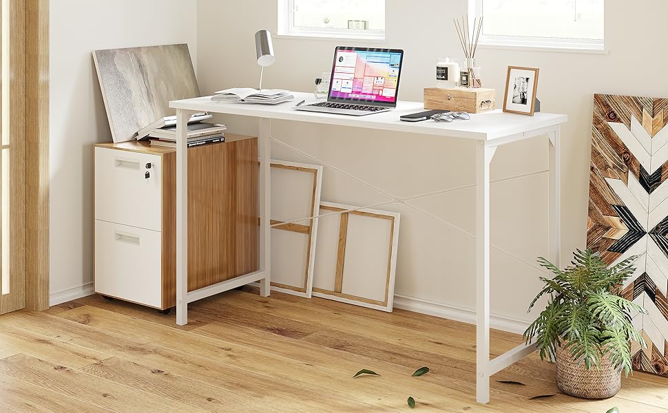 Комп'ютерний стіл CubiCubi 100x48x75 см, білий, для офісу/дому, металевий каркас