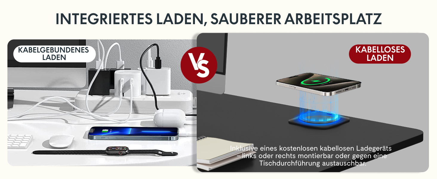 Регульований за висотою стіл Sanodesk з двома моторами та інтегрованим бездротовим зарядним пристроєм 15 Вт (A+C) – Розумний стіл з 4 позиціями пам'яті, стільниця з масиву дерева 110×54 см, витримує до 80 кг (110 x 54 см Pro, Чорний)