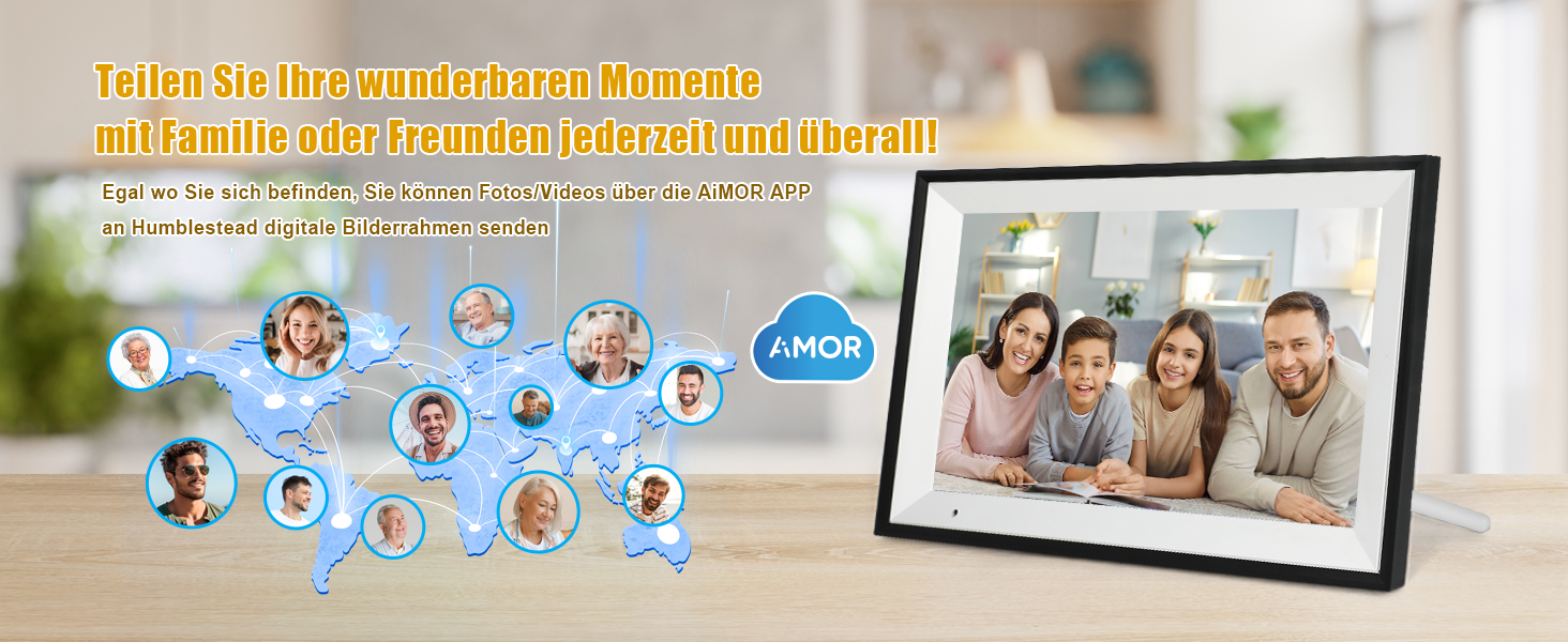 Цифровий фоторамка 10.1 дюйма з Wi-Fi, 32GB, IPS сенсорний екран, автоматичне обертання, чорний колір