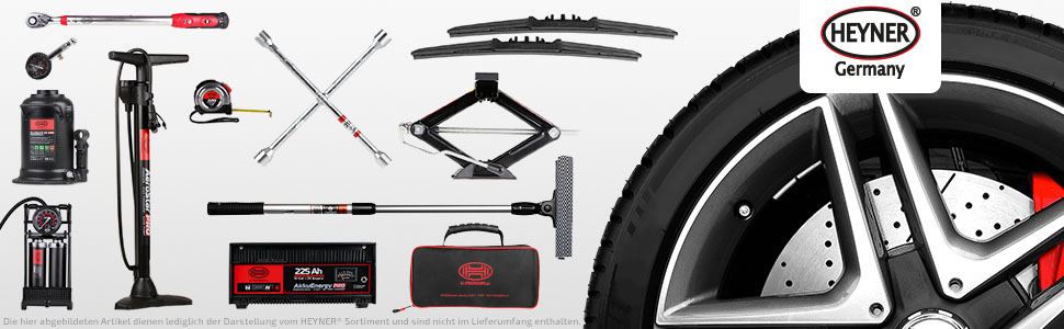 Гідравлічний домкрат Heyner 2т з чохлом, тріскачкою 17мм та гумовою накладкою (98-442мм) | Автомобільний домкрат-ножиці, сертифікат TÜV/GS